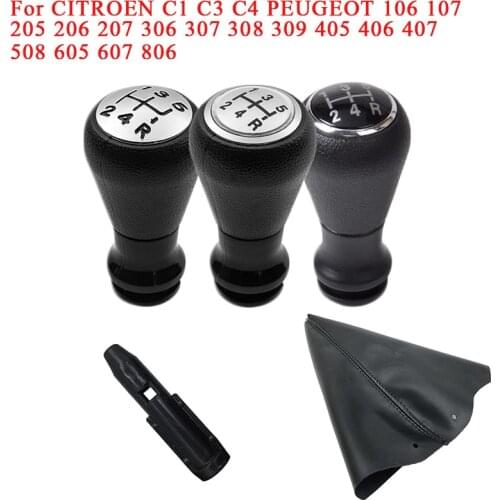 Car Gearbox Shift Knob+Adapter for CITROEN C1 C3 C4 PEUGEOT 106 107 205 206 207 306 307 308 309 405 406 407 508 605 607 806 807