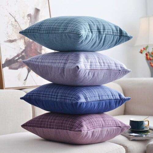 Modern Simple Cushion Cover Purple Green Throw Pillow Cover For Sofa Office Bed Pillow Case Color Printing Plaid Pillows 45X45