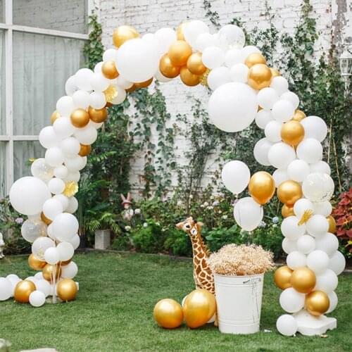 Wedding Decoration Gold White Balloon Arch Stand Arched Bow Balloons Accessories Birthday Party Set
