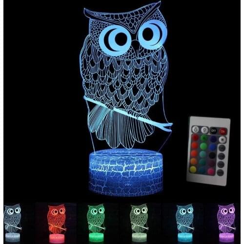 LED Night Light USB Creative Owl 3D Night Light Lighting Change LED Table Desk Lamp Xmas Fashion Veilleuse birthday present
