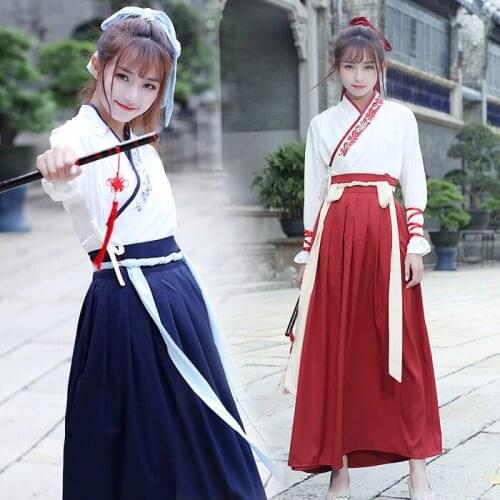 Chinese style Hanfu daily spring and autumn adult female students traditional costume embroidery pattern photo set