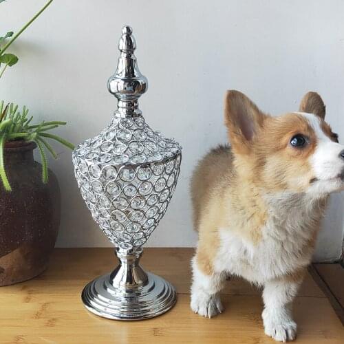 Stock Silver Crystal jar Home decoration with transparent crystal storage jar candy jar Luxury wedding center Christmas