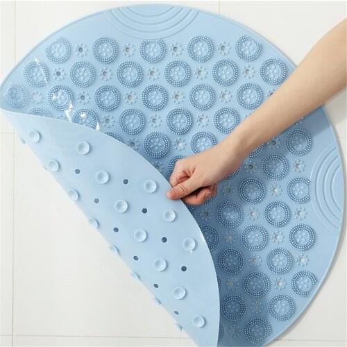 High Quality 55cm Large Round Non-slip Shower Mat Home Bathroom PVC Drain Holes Suction Cups Floor Massage Foot Pad