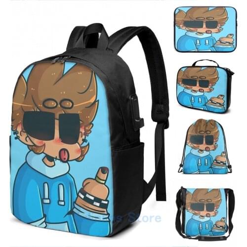 Funny Graphic print Pastel Tom Eddsworld USB Charge Backpack men School bags Women bag Travel laptop bag