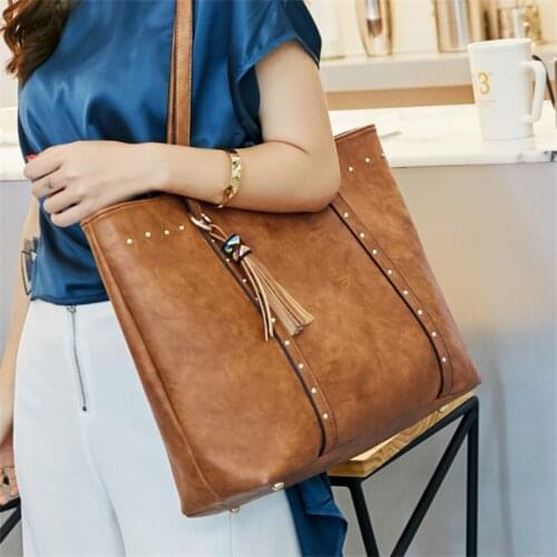 Womens Shoulder Bags Female Big Capacity Bags Ladies Quality PU Leather Solid Color All-match Bags