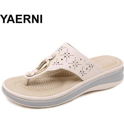 YAERNIVerano chaussures zapatos de mujer de Punta abierta cómodas Sandalias cómodas cuñas casuales zapatillas antideslizantes za