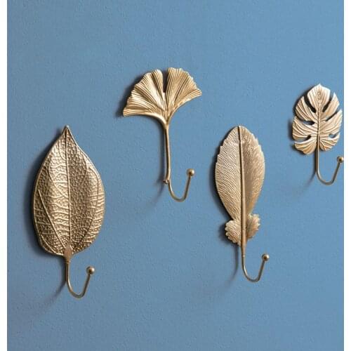 1PC Nordic Luxury Leaf Shaped Hook Purse Coat Rack Key Hanger Home Bathroom Wall Hanging Decoration Supplies