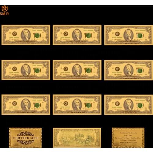 10PCS/Lot Home Office Decoration Banknote 2 Dollar Money Gold Foil Banknote Paper Fake Bill Gift Collections