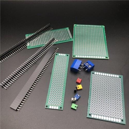 100 Pcs PCB Board Kit Including 30 Pcs PCB Boards 30 Pcs 40 Pin 2.54mm Header Connector Jumper Male Female 2*8 5*7 4*6 3*7