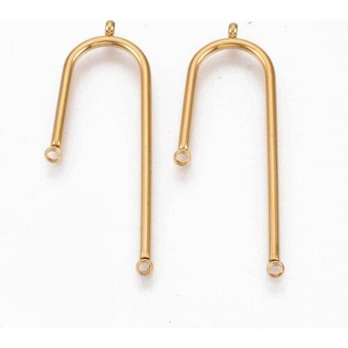 100pcs 304 Stainless Steel Arch Asymmetric Length Chandelier Component Links With 3 Loop Connectors Accessories 39.5x14x1.5mm