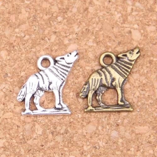 158pcs Charms howling wolf 15x15mm Antique Pendants,Vintage Tibetan Silver Jewelry,DIY for bracelet necklace