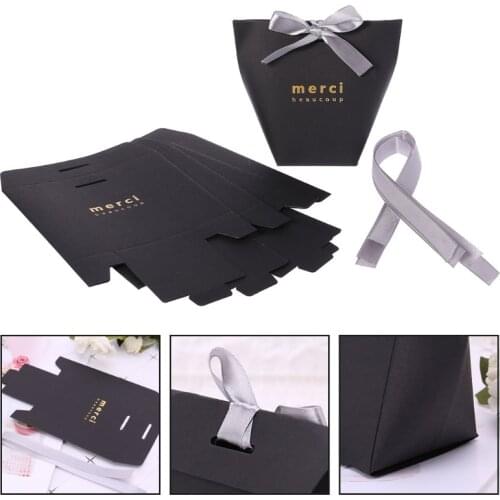 5Pcs Thank You Paper Candy Chocolate Cake Box Gift Bag Wedding Favor Party Decor