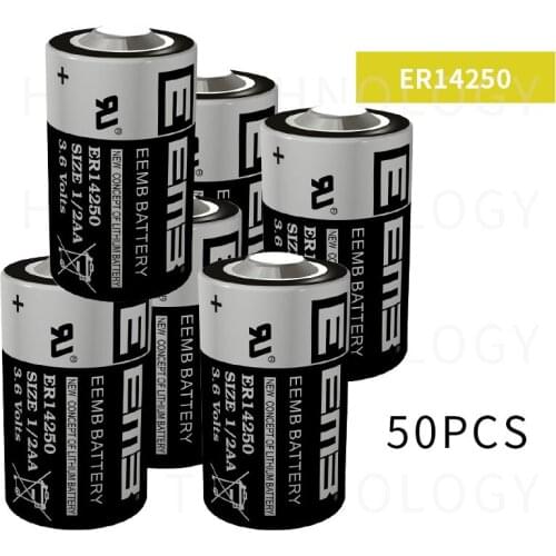 50pcs EEMB ER14250 1/2AA 3.6V 1200mAH PLC lithium battery industrial instrumentation equipment and instruments battery