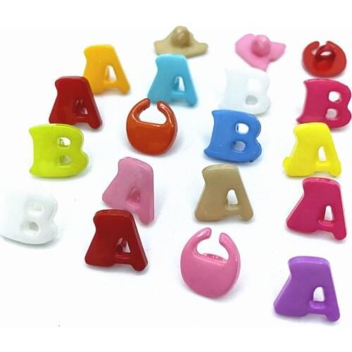 50/100pc/pack 14mm Lots Mix ABC Letter Plastic Buttons Kids Sewing Crafts