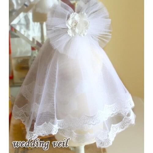 Free Shipping Handmade Dog Clothes Wedding Veil Soft Tulle Big Bow Dog Mantilla Bride Veil Pet Hills In Hollywood