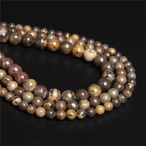Natural Round Leopard Skin Jaspers Stone Beads Loose Spacer Beads For Jewelry Making DIY Bracelet Accessories 15'' 6 8 10mm