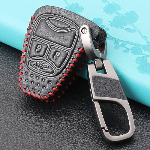 3 Button Leather key Cover Case for CHRYSLER 300 PT Cruiser Sebring Dodge Caliber Nitro Jeep Compass Liberty Remote Fob Key
