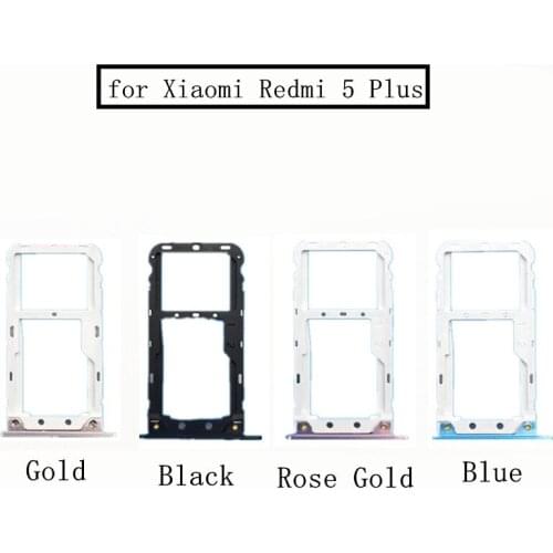 For Xiaomi Redmi 5 Plus Card Tray Holder SIM Card Micro SD Card Slot Adapter Redmi 5Plus Replacement Repair Spare Parts Black