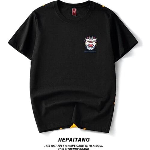 The new spring and summer 2021 cotton tide loose short sleeve T-shirt male the current Chinese wind menswear phoenix embroidery