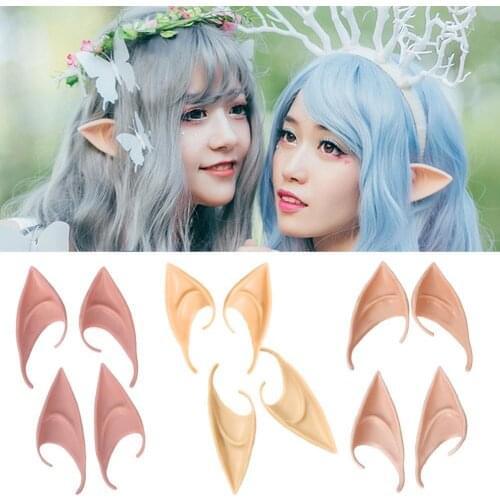Halloween TPR Elf Ears High Simulation Soft Harmless False Ears Props Fairy Angel Dress Up Cosplay Hook Christmas Decor