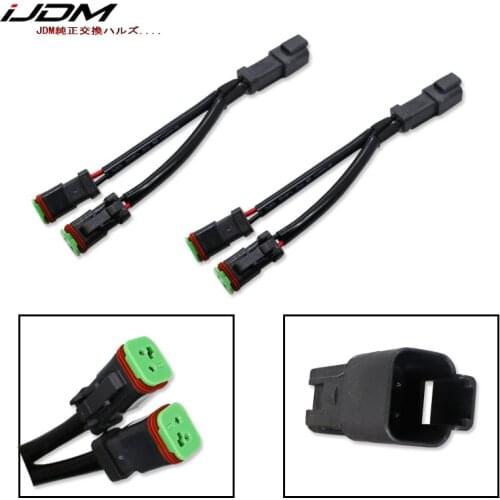 IJDM Y-Shape Dual Outputs Deutsch DT DTP Adapters Connectors Splitters For LED Fog lights, LED pod lights, LED lights bars