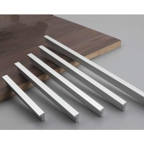 JD Silver Drawer Handles Aluminum Alloy Simple Long American Cabinet Cupboard Pulls Wardrobe Door Handle Hardware 206