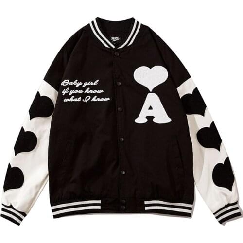 KIOVNO Men Hi Street Fashion Varsity Baseball Jackets Heart Embroidery Patchwork Streetwear Outwear Tops For Male Clothing