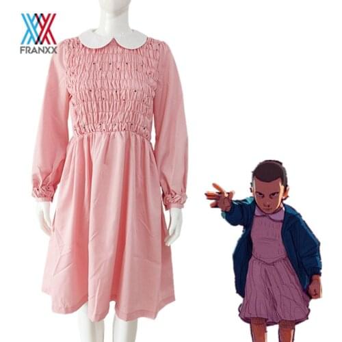 Stranger Things Season 3 Cosplay Costume Eleven Dress Pink Pleated Skirt Girl Denim Jacket Stranger Things Hoodie Sweatshirt Boy