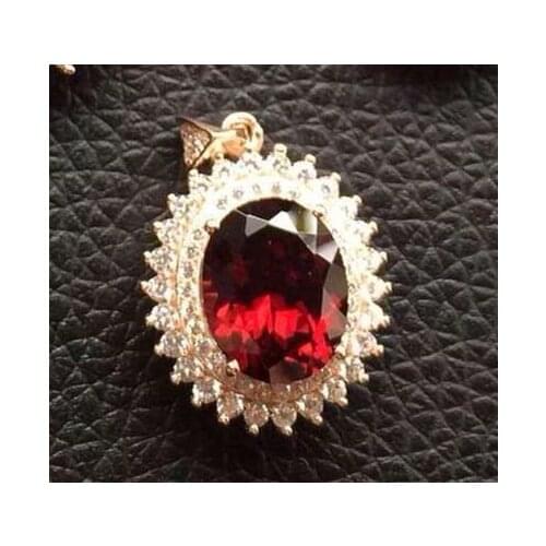 Natural red garnet pendant S925 silver Natural gemstone Pendant Necklace trendy Elegant round women party fine jewelry