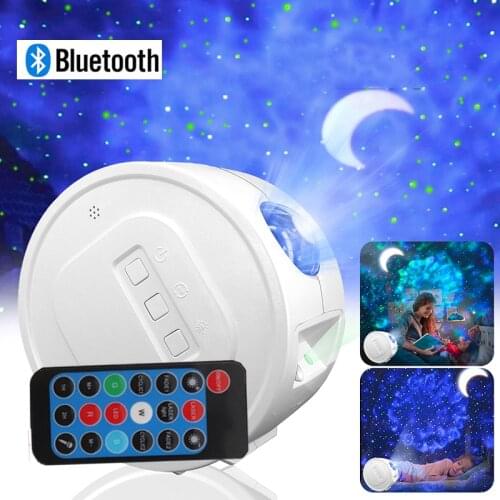 Remote Led White Moon Water Wave Star Galaxy Laser Projector Starry Sky Bedrooms Kid Room Party Holiday Wedding Night KTV Club