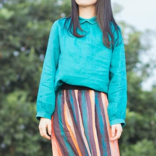 Women Loose Linen Blouse Autumn Spring Ladies Vintage Flax Shirt Tops Female 2020 Shirts Blouses