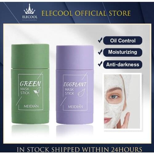 Green Tea Eggplant Solid Mud Mask Oil Control, Anti-acne Cleansing Repairing Shrinking Pores Purifying Clay Stick Mask TSLM1