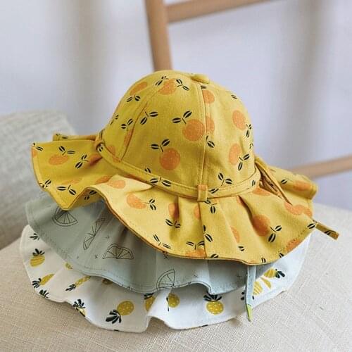 Cute Summer Baby Hat Girl Bucket Hat Print Outdoor Bowknot Kids Girl Sun Hat Children Intant Toddler Panama Beach Cap