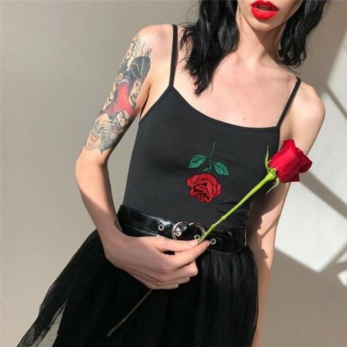 Fashion Women Black Rose Embroidered Crop Top Backless Sexy Sleeveless Crop Top Shirt Camis Tank Top 2019 Summer Top blusa