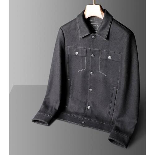 JSBDLight luxury gentleman selection of high quality wool blended autumn mens lapel jacket short woolen coat fashionable men