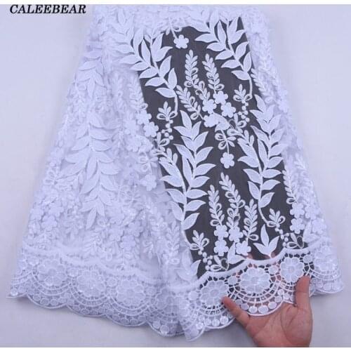 Latest Design African Pure White 3D Flowers Lace Fabric French Tulle Lace Fabric African Nigerian Wedding Party Dress Lace S2161