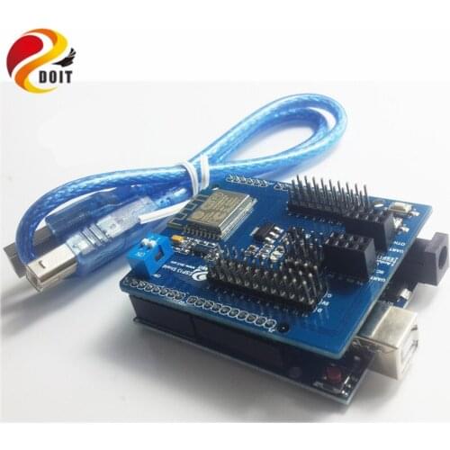 Official DOIT Free shipping Wireless WiFi Web Sever Shield + UNO R3 from Esp8266 Esp-13 diy Development Board Extension base diy