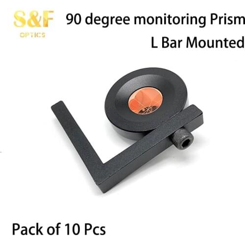 S&F OPTICS Pack of 10 pcs 90 degree monitoring prism, 1 inch mini prism with L bar, for total station surveying