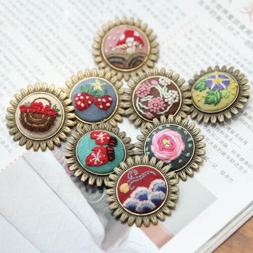 Necklace Brooch Embroidery Kits,Needlework Flower DIY Cross Stitch Sets with Hoop Handmade Swing Craft Creative Gift Unfinished