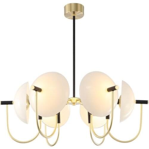 Nordic Gold Pendant Lamps Semicircular Glass Shade Chandelier For Bedroom Living Room Home Decoration Pendant Lamp PA0672