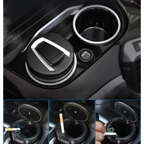 Portable Car Ashtray With Led Light Cool Auto Cigarette Smoke Ashtray With Lid Interior Decoration Men Gift