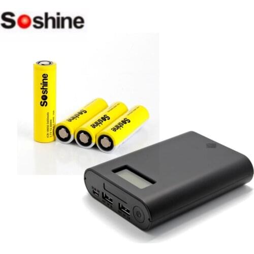 SoShine E3S LCD Display Portable Power Bank Charger With Soshine 18650 3.7V 3400mAh 3C Li-ion Rechargeable Battery
