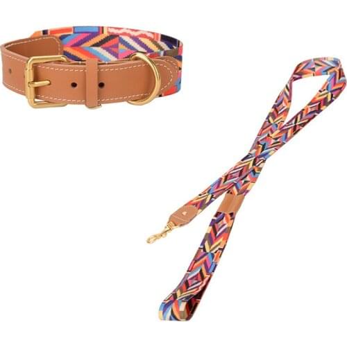 Boho Dog Half Pinch Collars Dogs Leashes Rope Metal Chain Collar Strap Pet Outdoor Walking Training Long Traction Rope