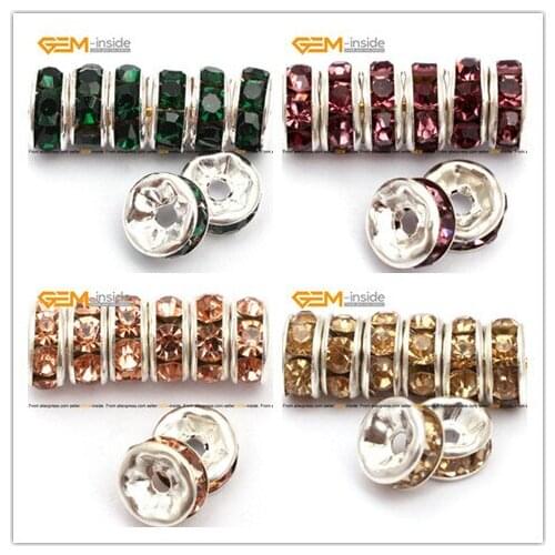 Spacer Beads Crystal Rhinestone Rondelle Spacers For Diy Jewelry Bracelet Necklace 6mm 8mm 10mm 100pcs/Lot Free Shipping