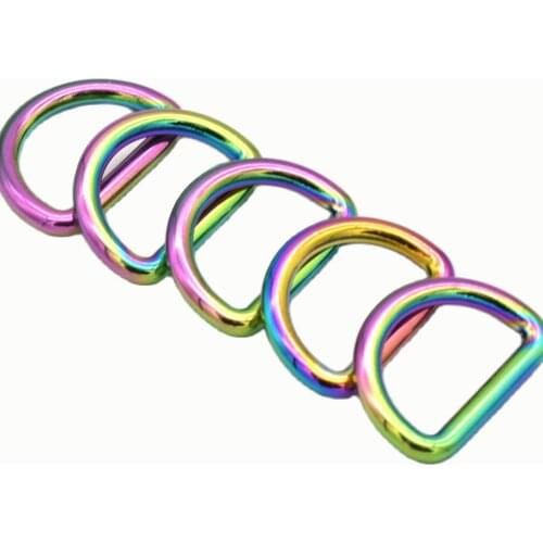 20mm Rainbow D Ring Buckle Slide Adjustable Loop Belt Purse Loop Dog Collar Clasp bag Jewelry Keychain Leather Craft