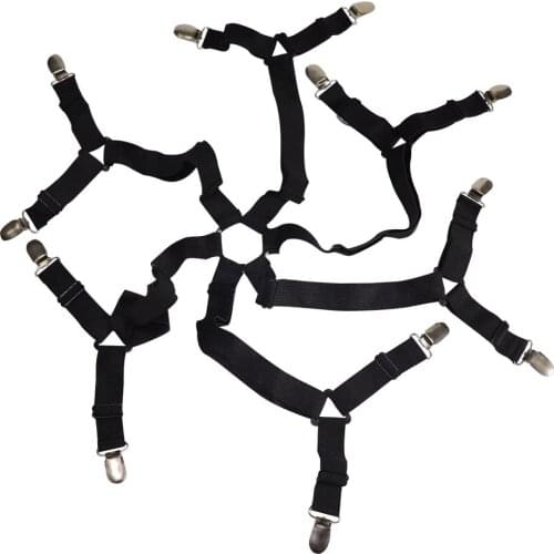 Bed Sheet Clips Grippers Fasteners 3 Way 6 Sides Sheet Suspenders Elastic Sheet Holders Mattress Clips Straps - Adjustable Fit