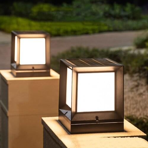 Thrisdar Outdoor Garden Solar Pillar Light Waterproof Fence Villa Porch Gateway Stigma Light Balcony Pathway Lawn Bollard Light