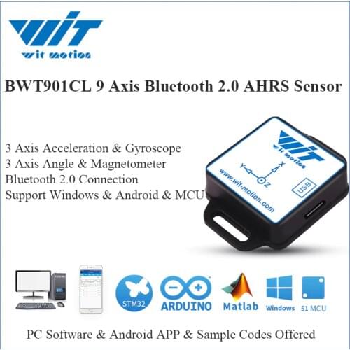 WitMotion Bluetooth 2.0 BWT901CL 9 Axis Sensor 200Hz Angle + Acceleration + Gyro + Magnetometer For PC/Android/MCU With Battery