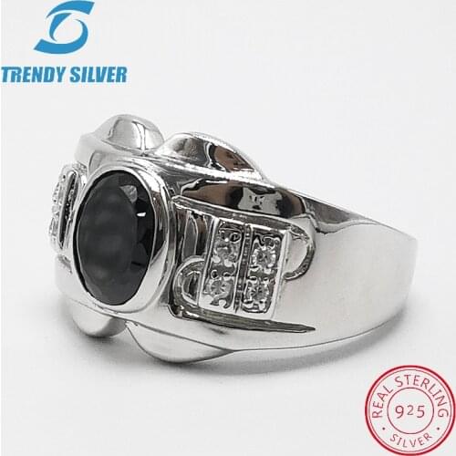 Silver 925 fine jewelry man rings men accessories turquoise gemstone natural onyx agate wholesale TRENDY SILVER