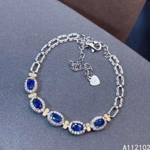 KJJEAXCMY fine jewelry S925 sterling silver inlaid natural star sapphire Girl classic hand Bracelet Support test Chinese style